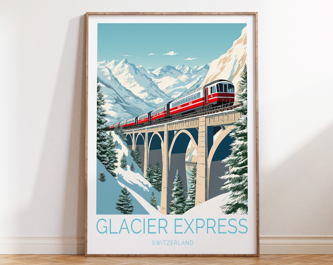 Glacier Express Switzerland Travel Poster, Wall Art