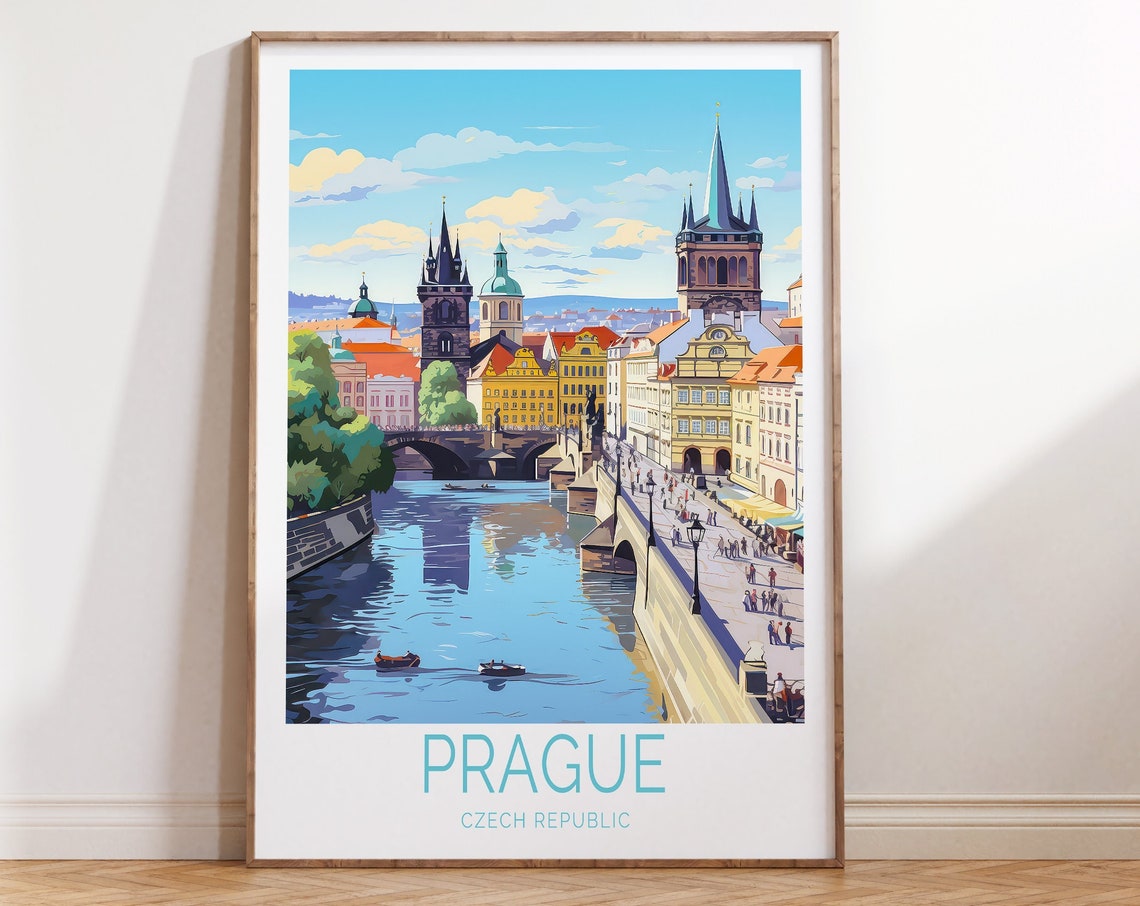 Prague Travel Poster Prague Czech Republic Poster Prague Travel Gift Prague Travel Wall Art Czech Republic Gifts Birthday Gifts
