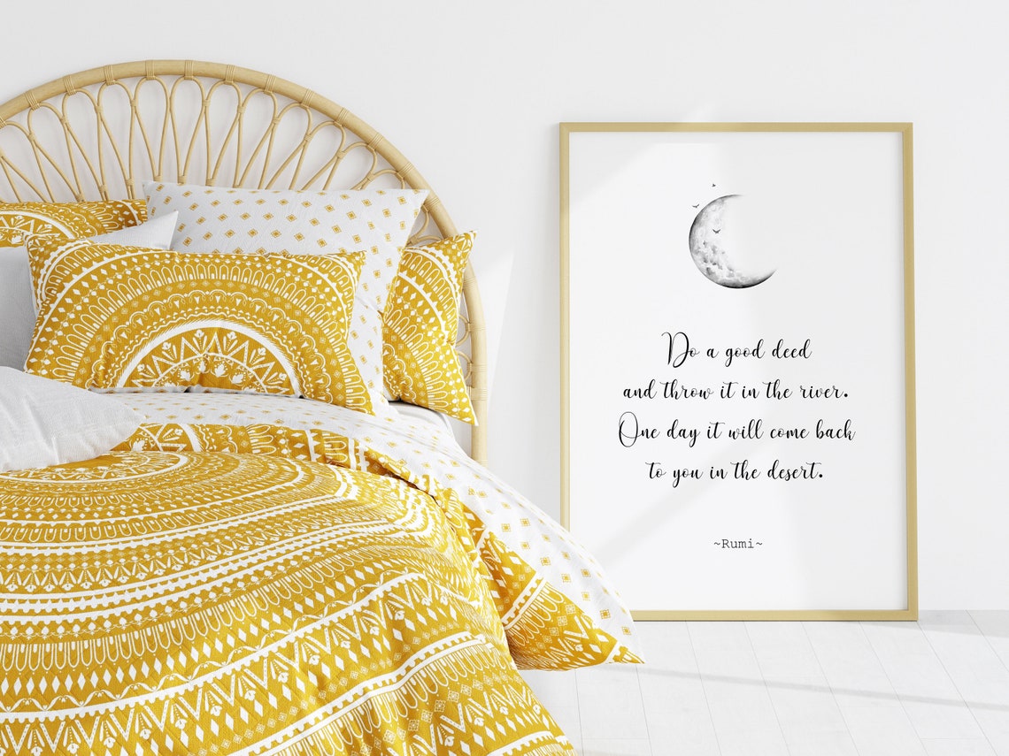 Rumi Good Deed Quote Crescent Moon Typography Gentle Serene Poster - Image 2