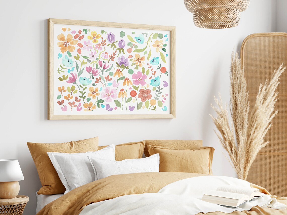 Colorful Flower Poster, Bright Wildflower Watercolor Print - Image 3