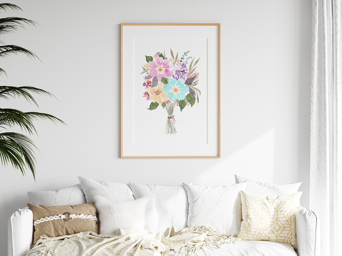 Colorful Flower Bouquet Watercolor Floral Art Print - Image 3