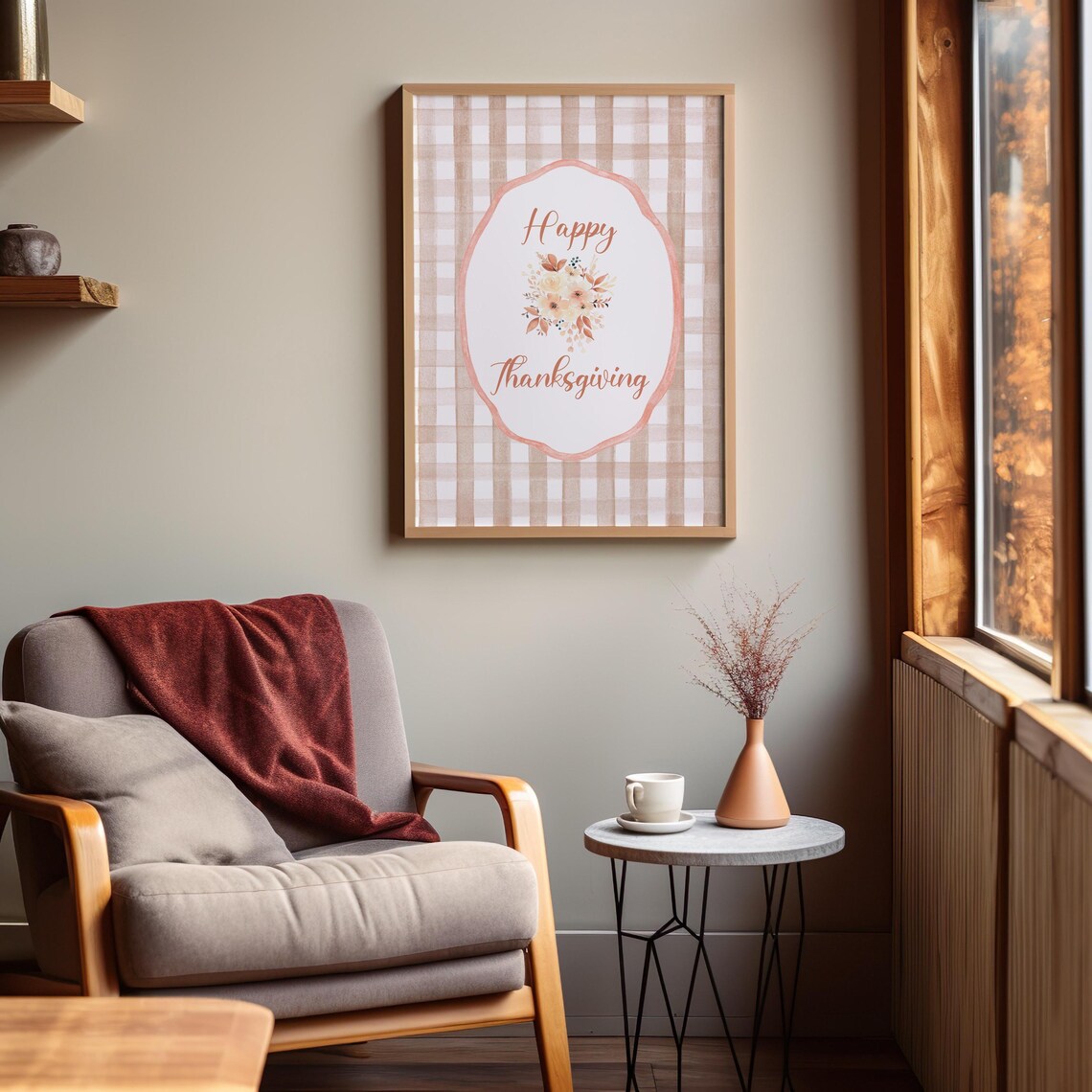 Happy Thanksgiving Sign Wall Art Fall Decoration For Living Room Autumn Poster Thanksgiving Family Gift Grandmillenial Art - Image 3