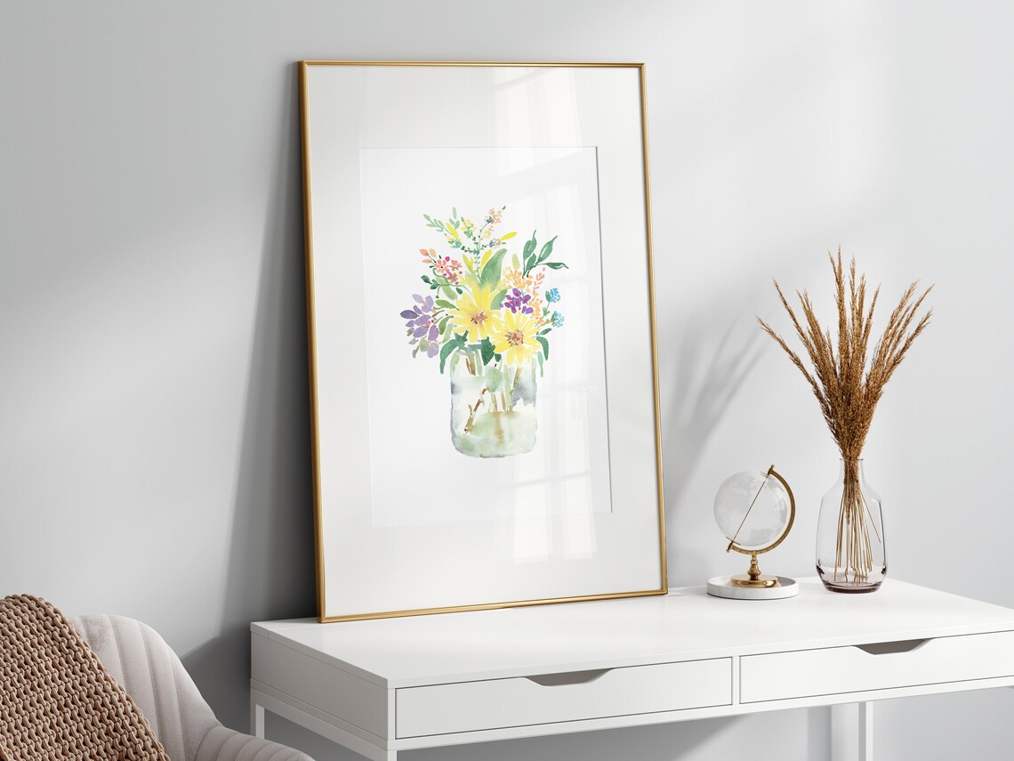 Floral Watercolor Wildflower Bouquet Art Print - Image 3