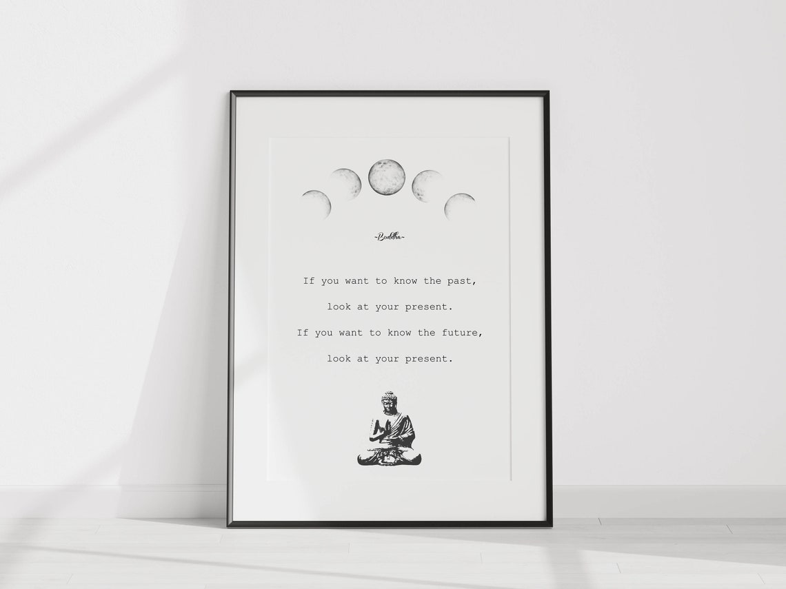 If You Want to Know the Past Buddha Moon Phase Quote Art Poster - Image 2