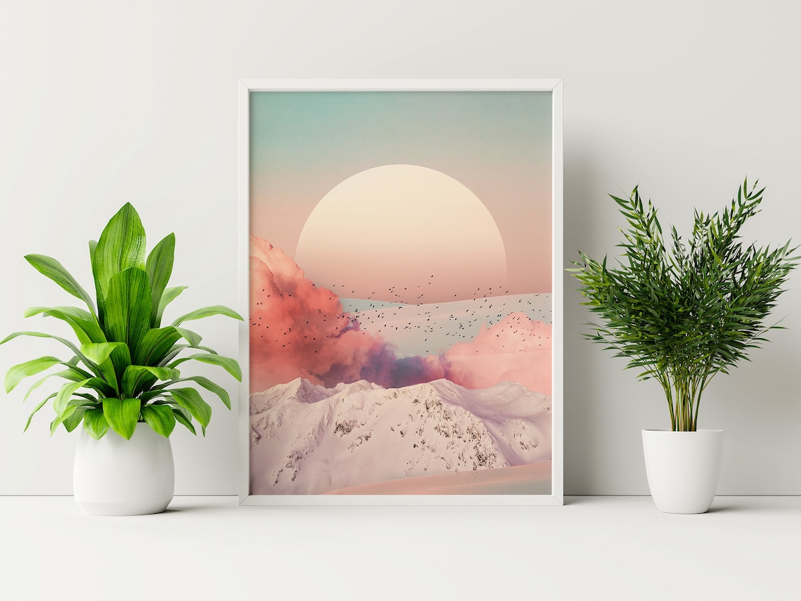 Calmness Desert Landscape, Pink Boho Art Print - Image 2