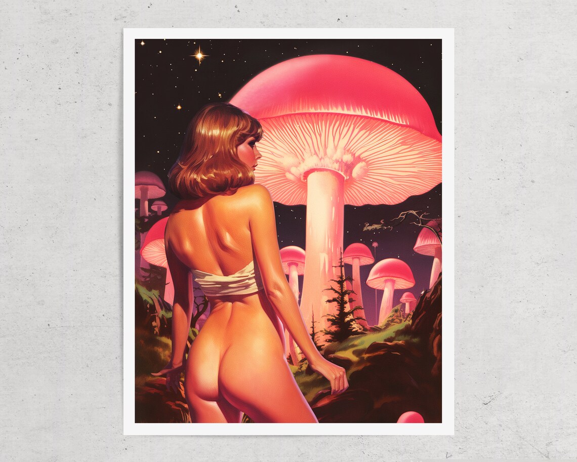 Lost Psychedelic Mushroom Surreal Collage Poster - Image 2