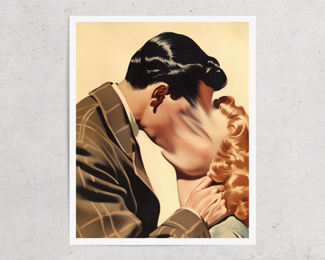 Soulbound Couple Vintage Retro Art Print - Image 2