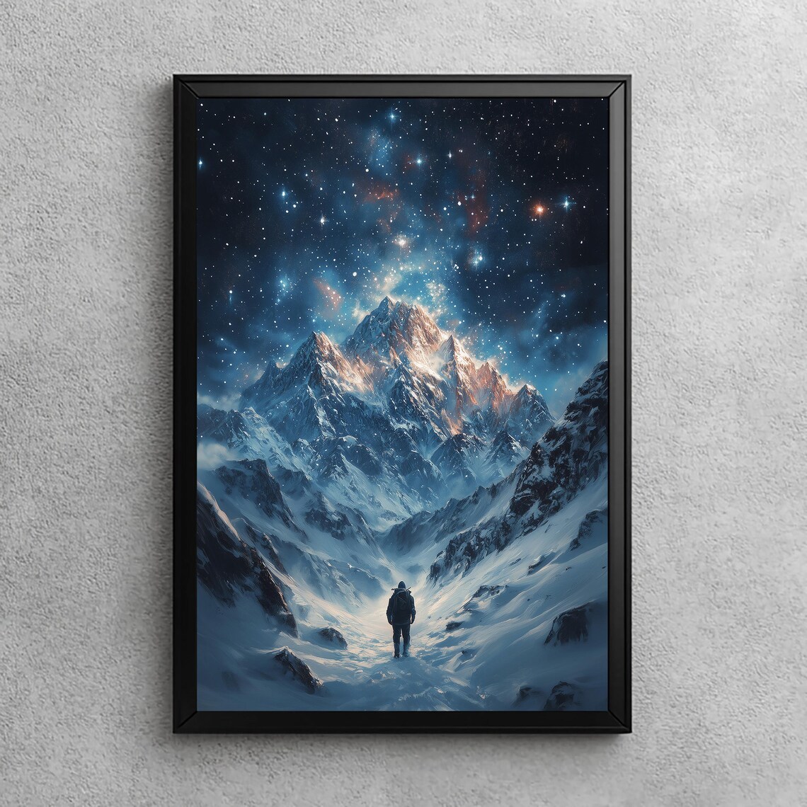 Winter Ascent Christmas Mountain Adventure Art Print