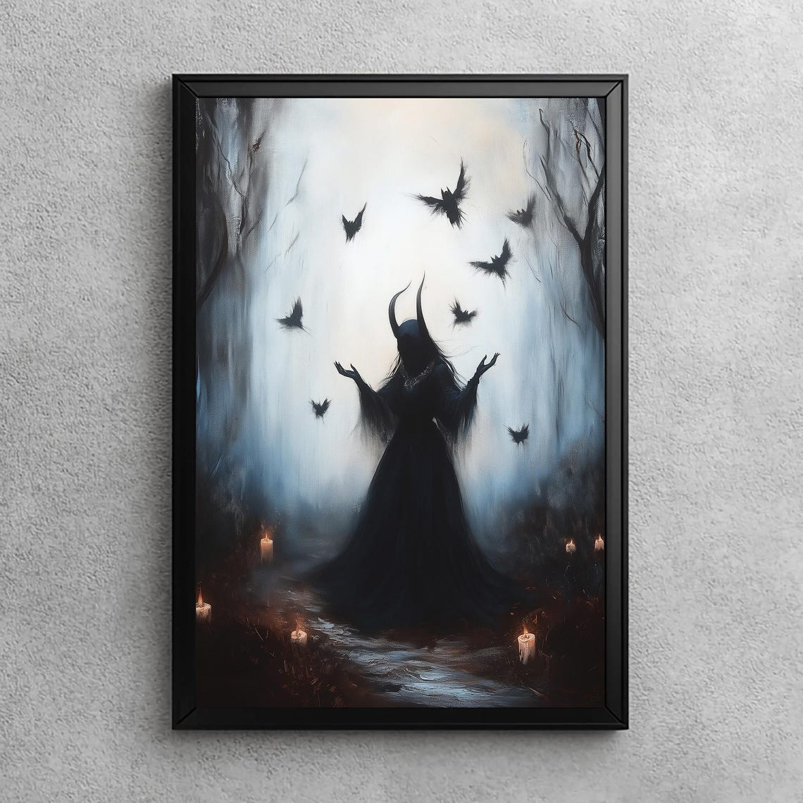 Maleficent Witch Dark Gothic Art Print Victorian Witchy Decor Academia Fantasy Wall