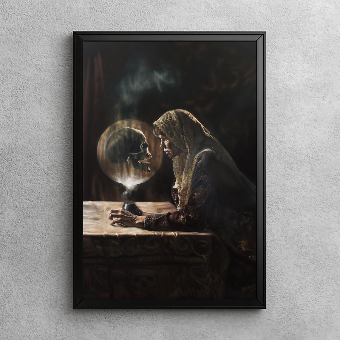 Haunted Vision In The Crystal Ball, Gothic Art Print