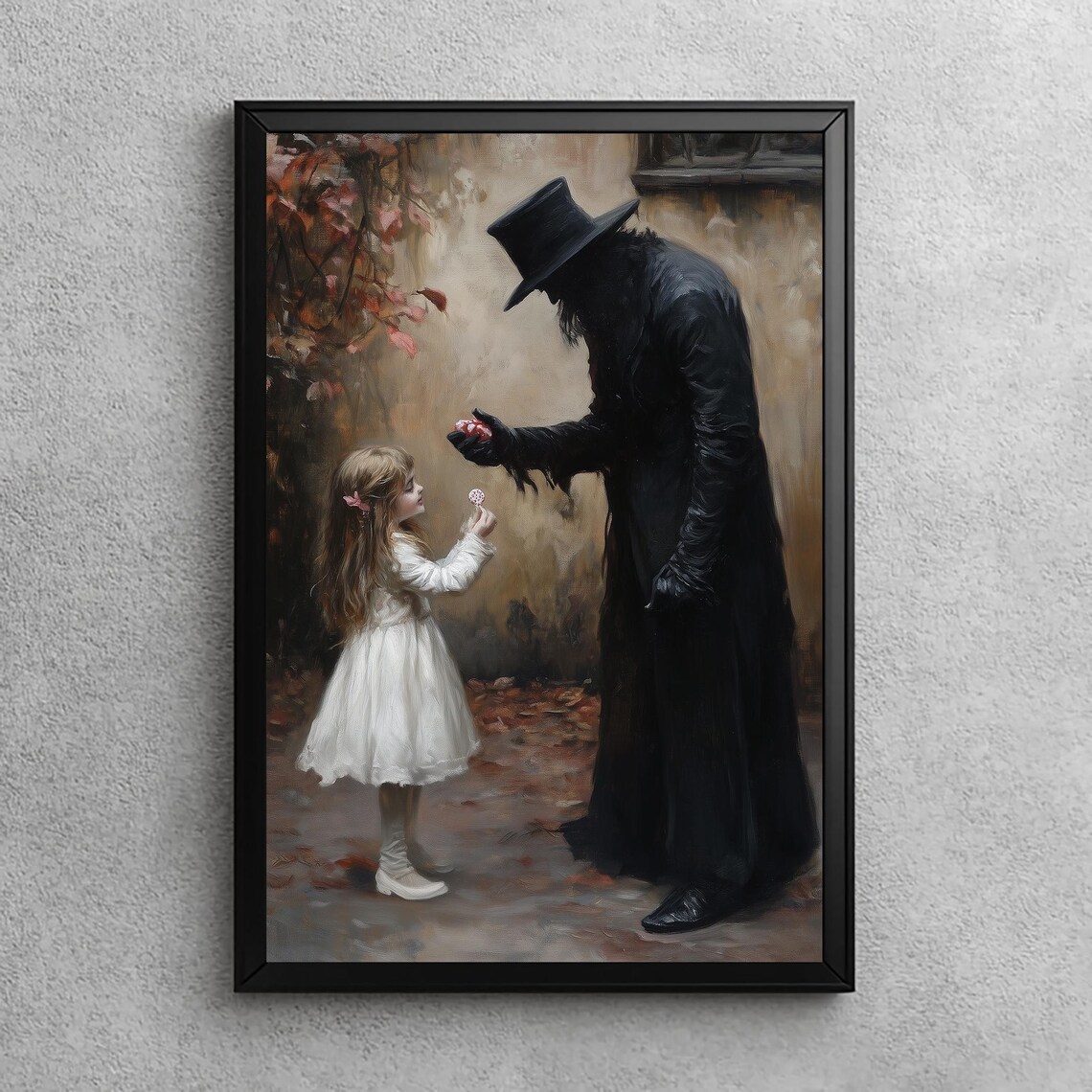 Trick Or Treat Encounter Gothic Wall Decor Vintage Halloween Spooky Art Home