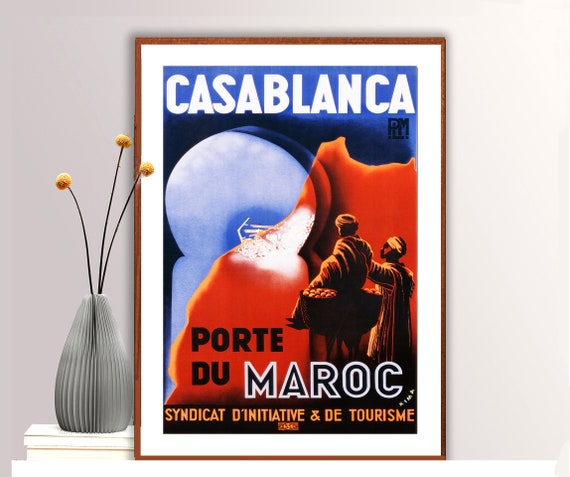 Casablanca Porte Du Maroc Vintage Travel Poster Poster Paper Or Print Gift Idea Wall Art
