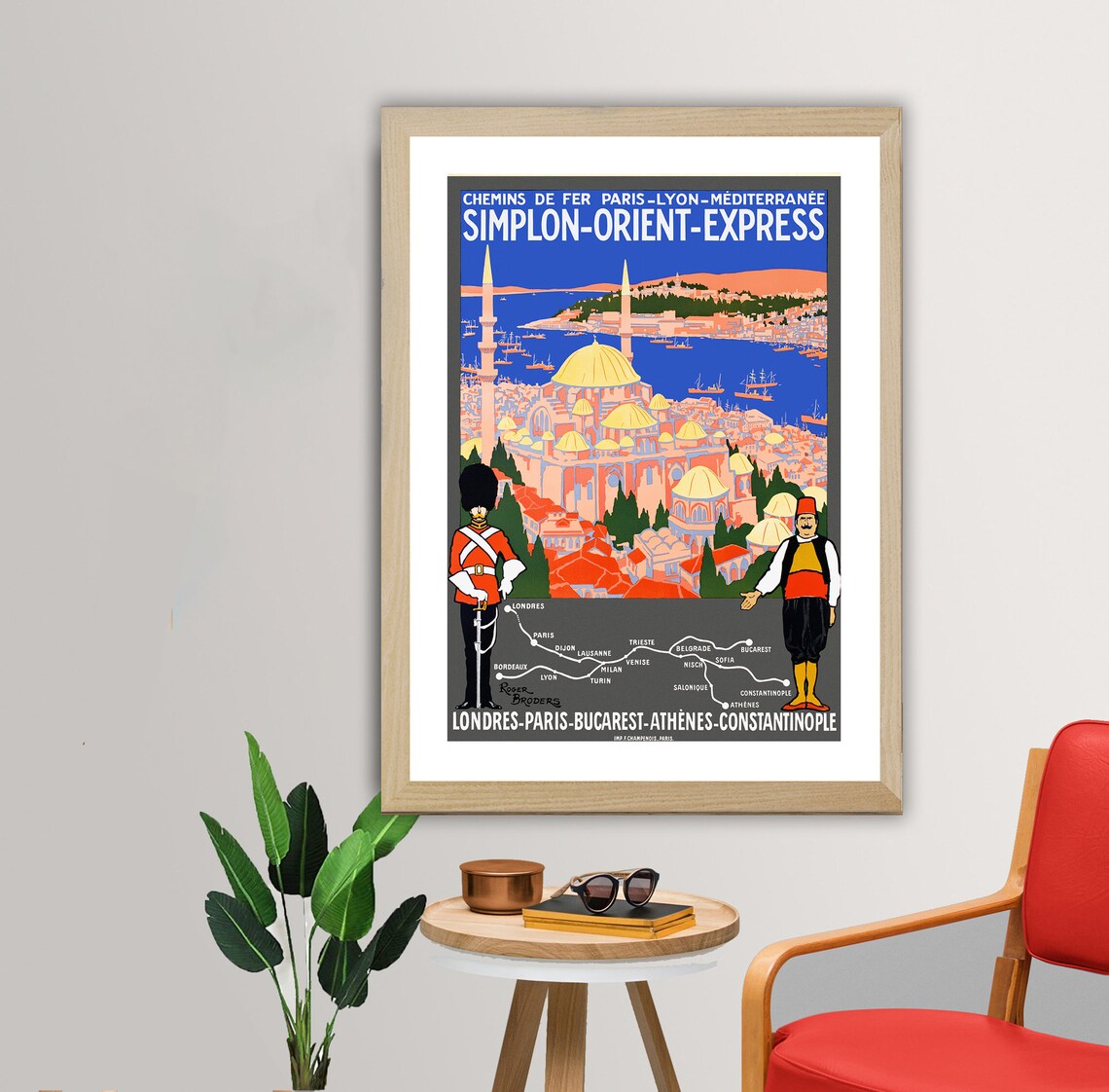 Simplon Orient Express Vintage Travel Poster, Mediterranean Railway