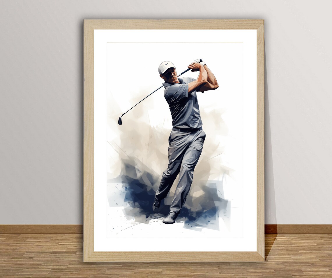 Golfer Mid Swing Watercolor Dynamic Golf Club Swing Sports Art Poster - Image 2