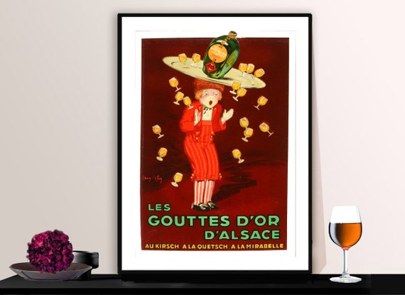 Les Gouttes Dor Dalsace Liqueur Vintage Fooddrink Poster Poster Paper Or Print Gift Idea Wall Decor
