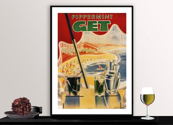 Pippermint Get Sec Et A Leau Vintage Fooddrink Poster Beverages Art Gift Idea Wall Decor