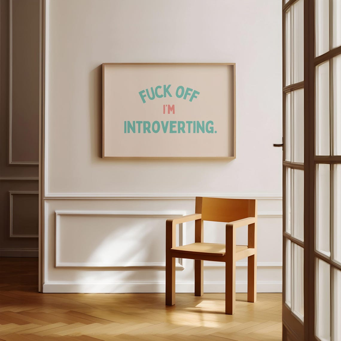 Fuck Off I'm Introverting Cream Framed Funny Introvert Quote Poster - Image 3