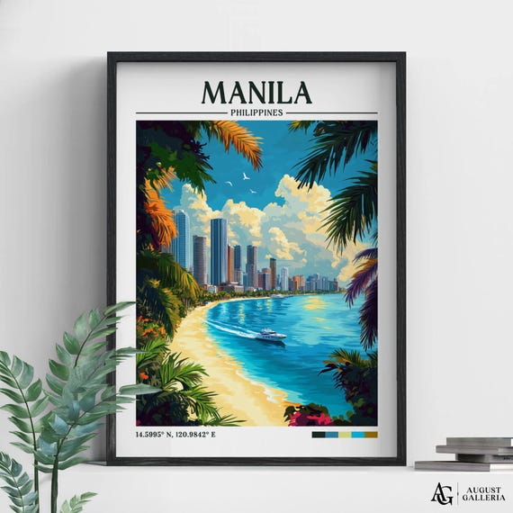 Manila Philippines Retro Travel Print Wanderlust Posters Wall Art Framed Prints Canvas Poster Illustration