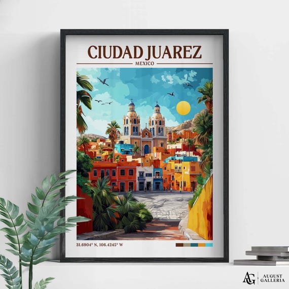 Ciudad Juarez Mexico Retro Travel Poster
