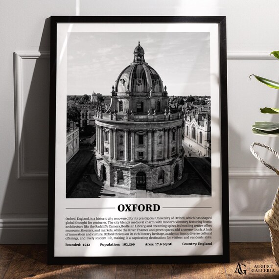 Historic Oxford England Radcliffe Camera Black And White City Poster