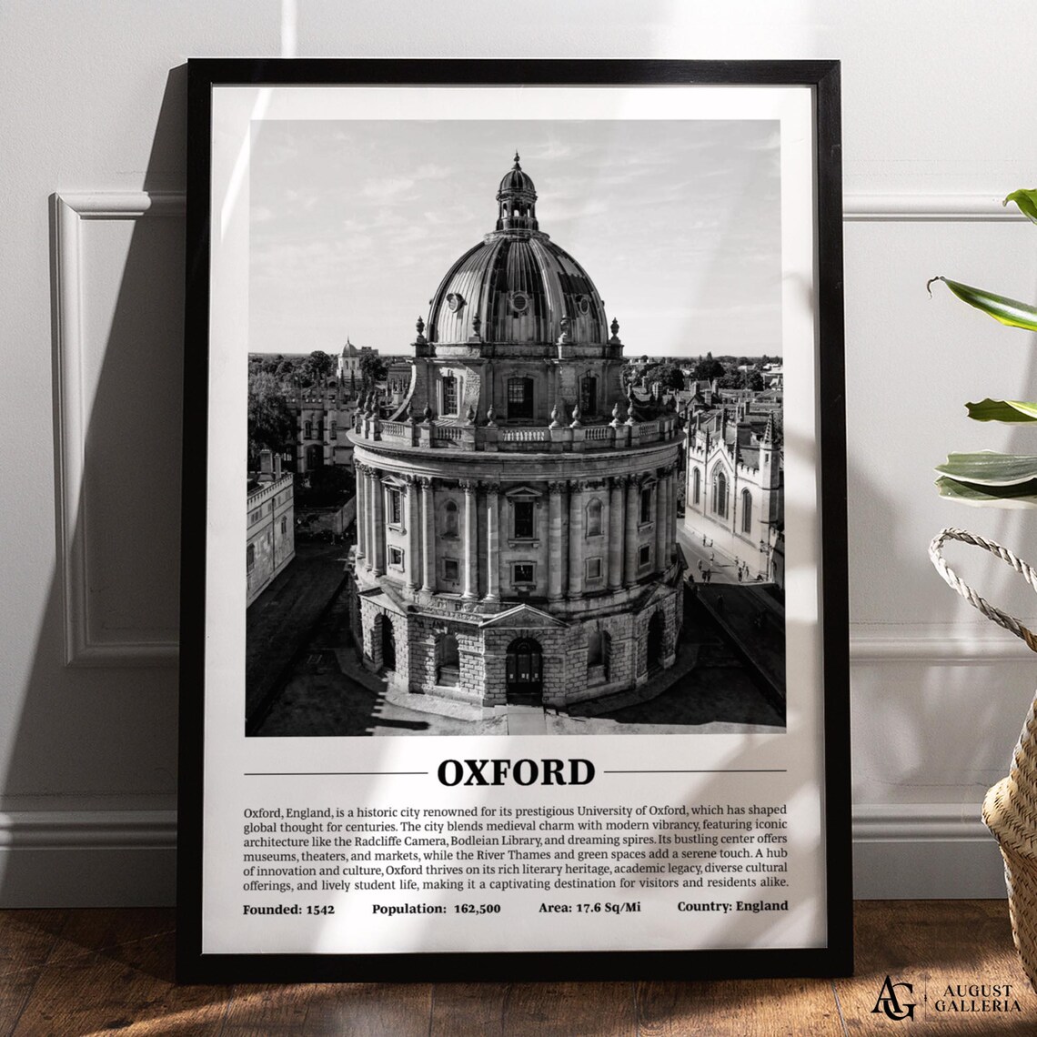 Historic Oxford England Radcliffe Camera Black And White City Poster