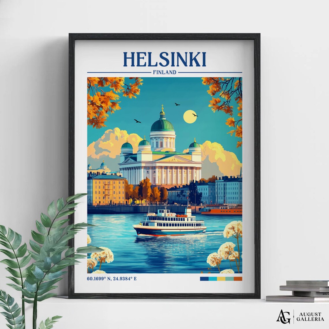 Helsinki Finland Retro Travel Poster, Illustration