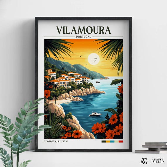 Vilamoura Portugal Retro Travel Poster