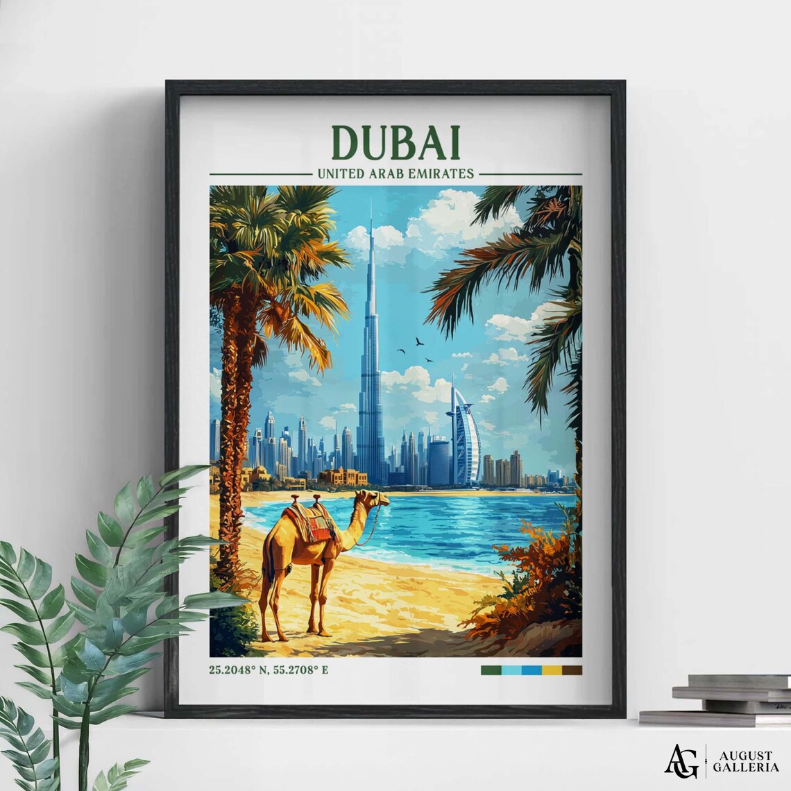 Dubai Retro Travel Poster, Wanderlust Illustration