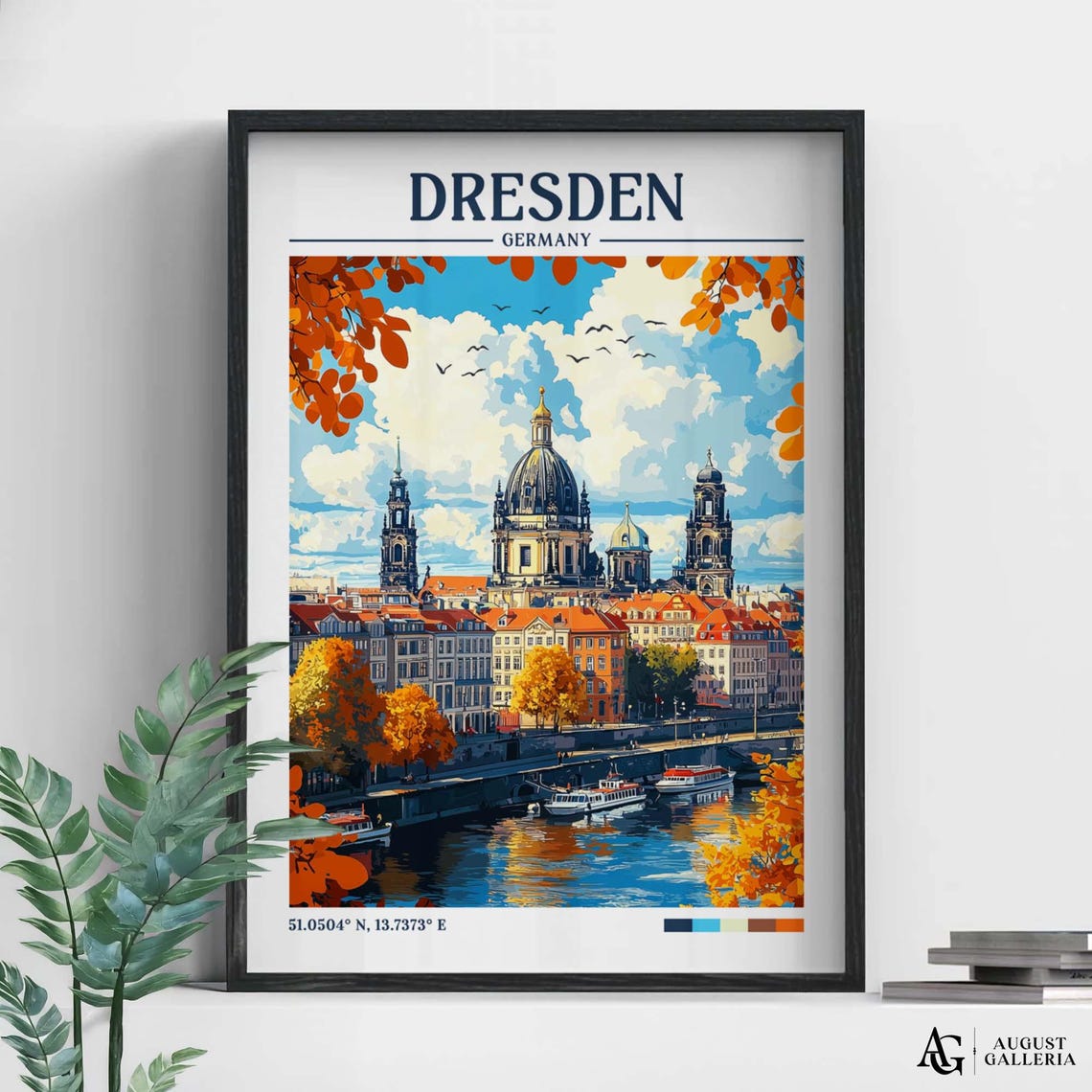 Dresden Germany Retro Travel Poster