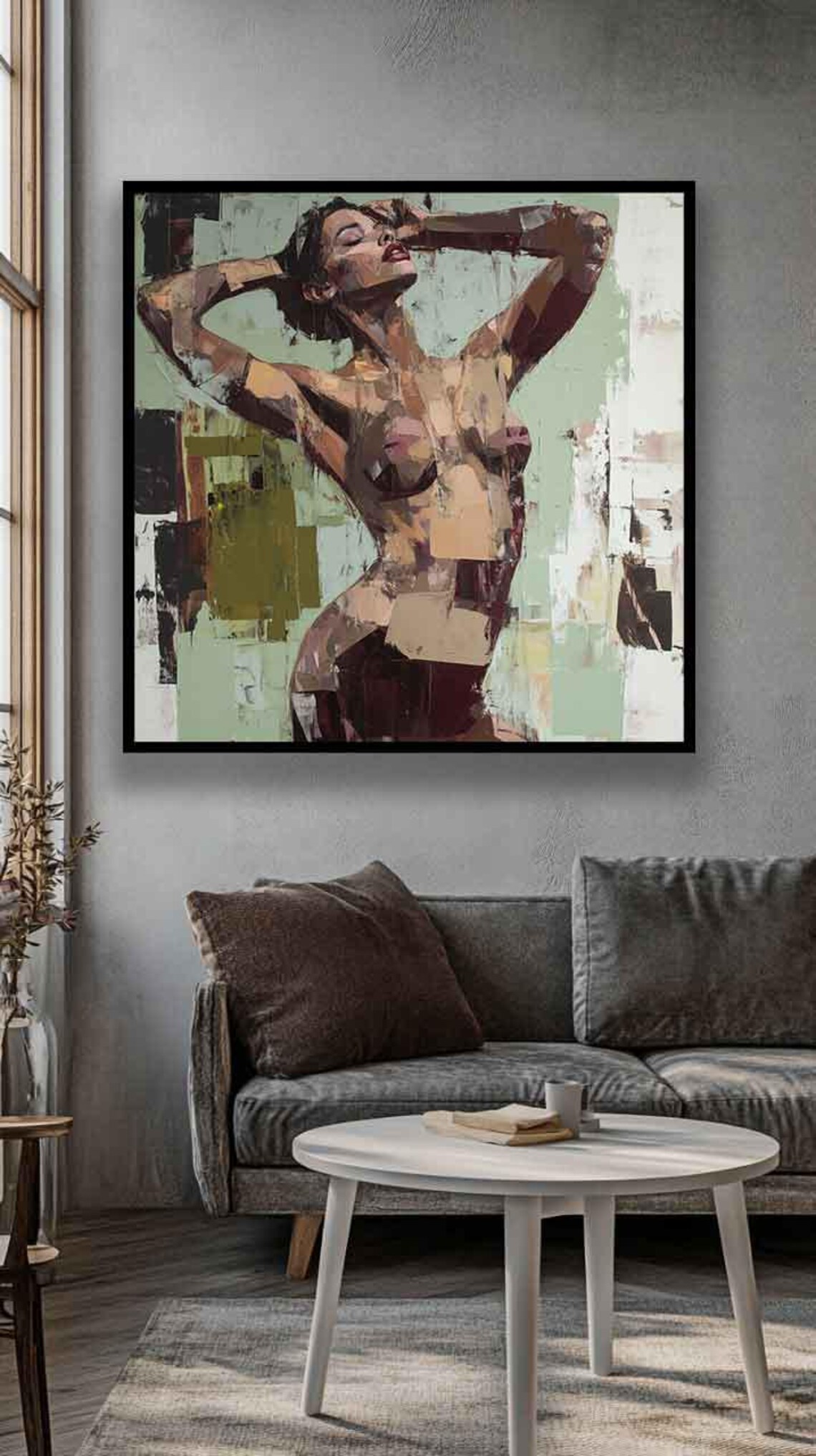 Elegant Nude Woman Figure Palette Knife Oil Painting Wall Poster - Image 5