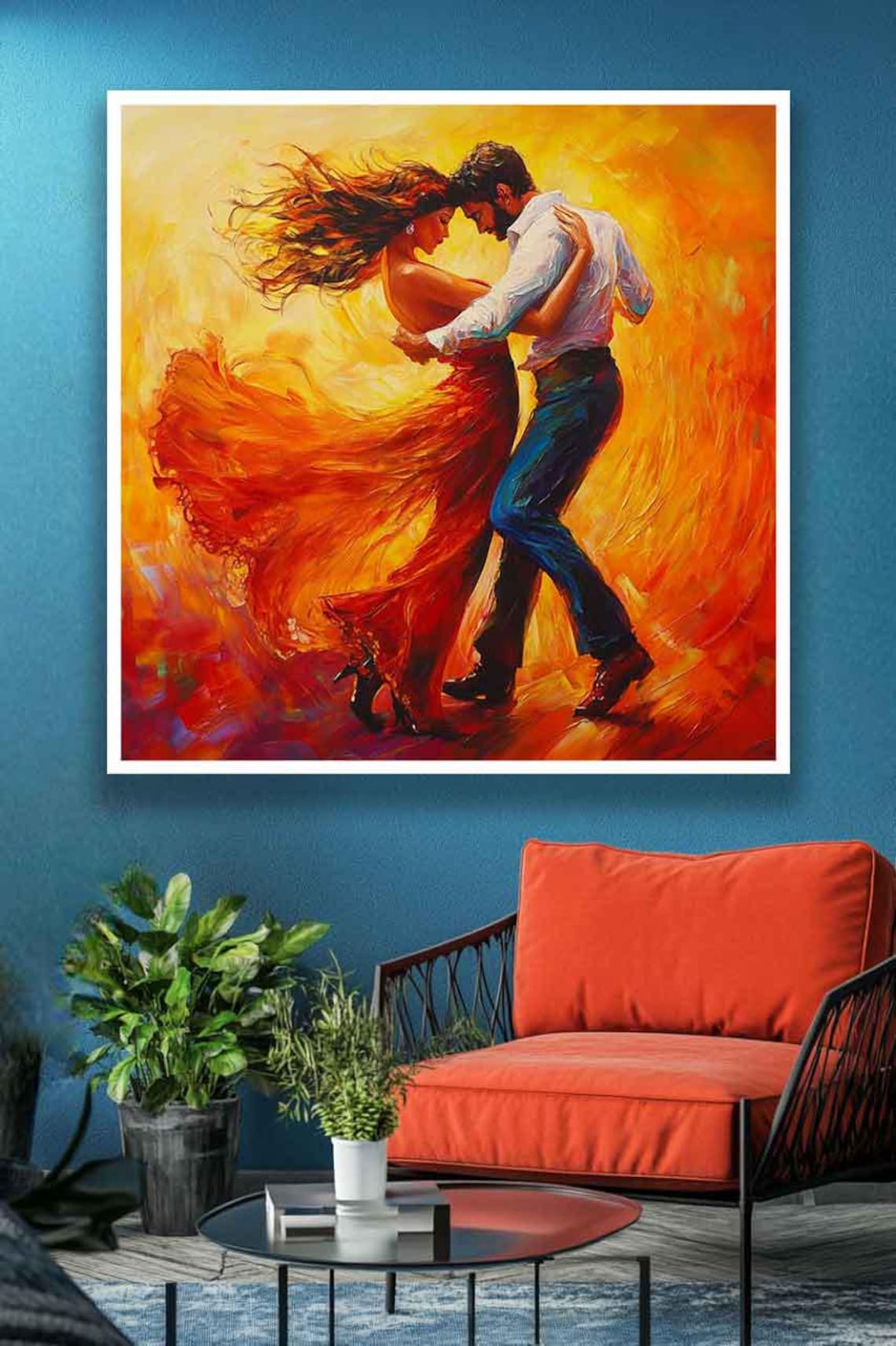 Fiery Latin Dance Couple Swirling Red Dress Passion Wall Poster - Image 3