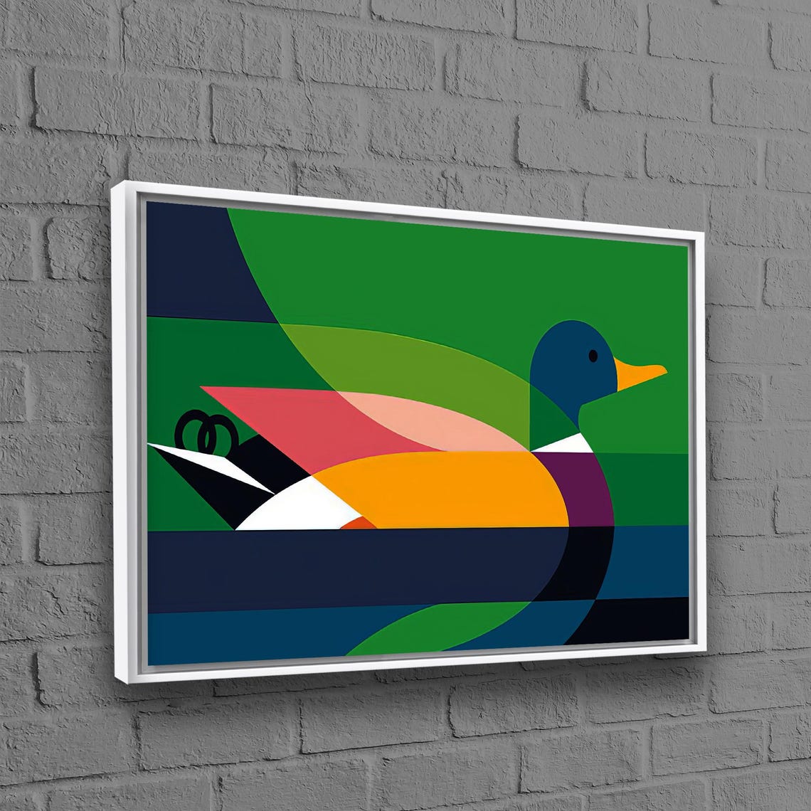 Colorful Geometric Duck Flat Vector Modern Bird Design Art Poster