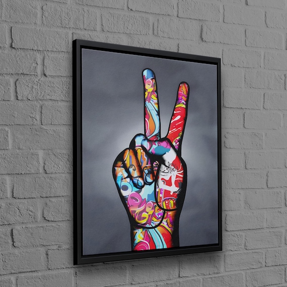 Graffiti Peace Sign Hand 3D Street Art Bold Urban Style Poster