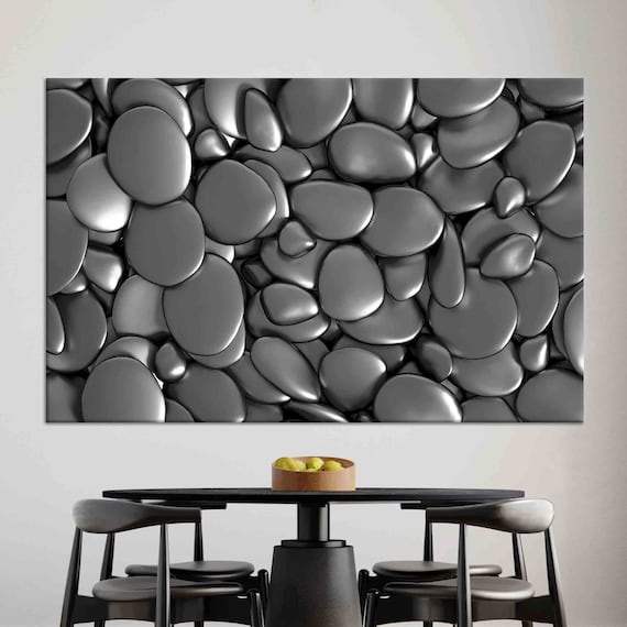 Zen Black Smooth Pebbles Stone Texture Monochrome Art Poster