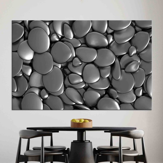Zen Black Stones Wall Art Smooth Pebble Texture For Canvas Or Glass Print Modern Minimalist Decor Spa Bathroom Living Room