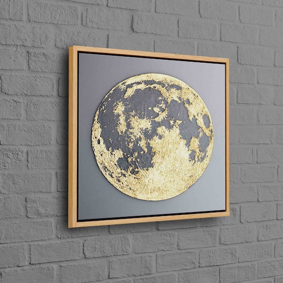 Golden Moon Gold Textured Lunar Surface On Dark Minimalist Art Poster