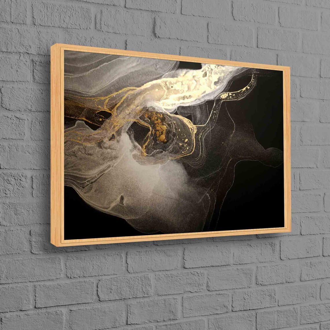 Black And Gold Wall Art Poster Alcohol Ink Marble Trendy Canvas Abstract Shimmery