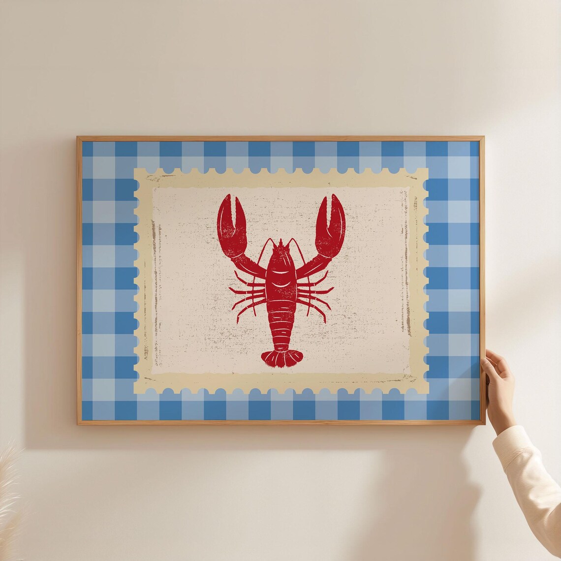 Lobster Wall Art Print, Vintage Coastal Kitchen Decor