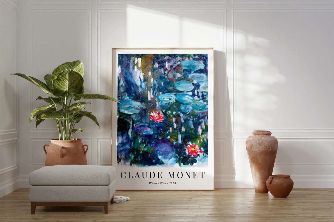 Claude Monet Abstract Blue Water Lilies Print Modern Floral Decor Botanical Nature Inspired Poster Impressionism Artwork Famous Art Gift - Image 4