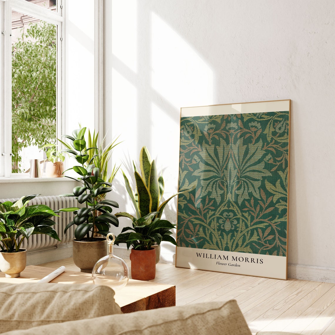 William Morris Flower Garden Green Foliage Textile Pattern Poster - Image 4
