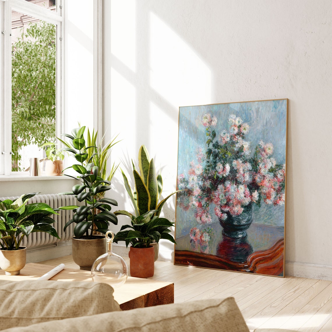 Monet Chrysanthemums Floral Poster Impressionism Flower Vase Botanical Modern Art Print Colourful Natural Decor Kitchen Print Gift - Image 2