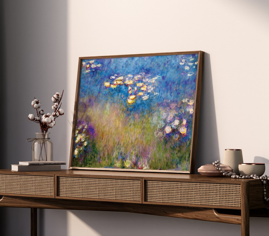 Claude Monet Water Lilies Blue Pond White Gold Lilies Impressionism Poster - Image 2