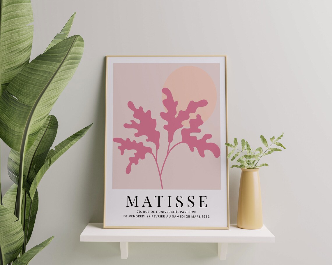 Henri Matisse 1953 Paris Exhibition Pink Cut Out Botanical Poster - Image 2