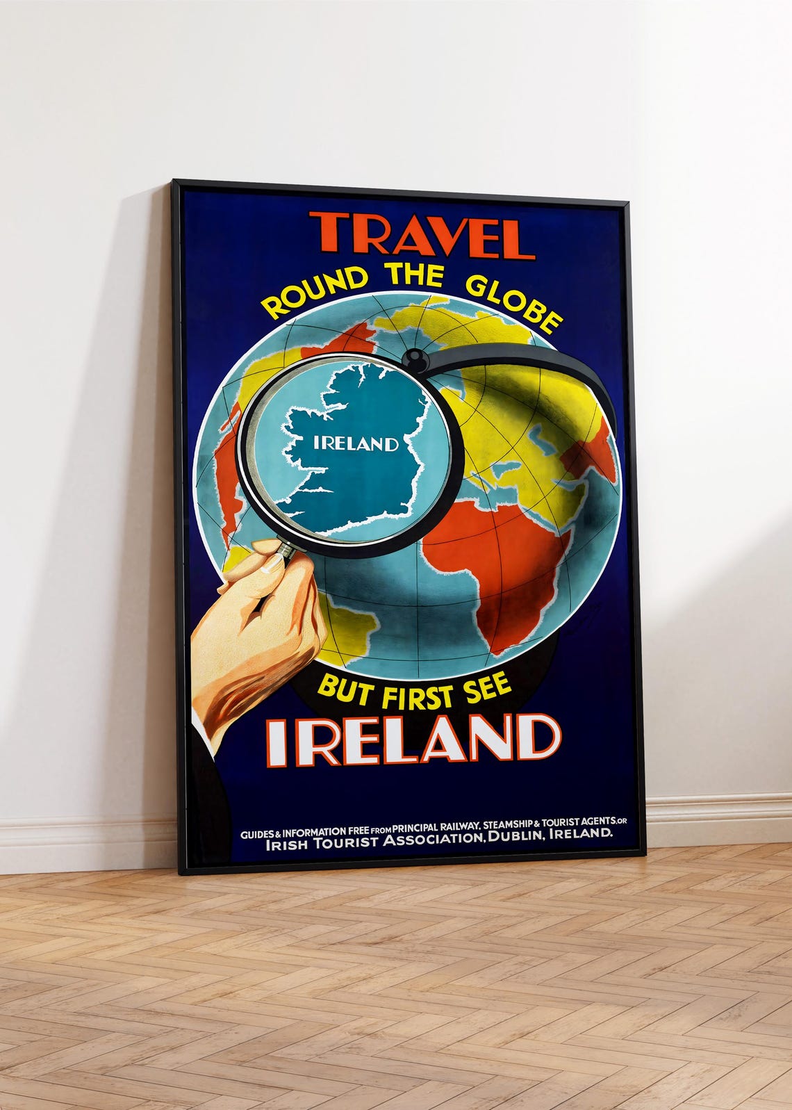 Ireland Vintage Travel Poster Round The Globe Magnifying Map Print - Image 3