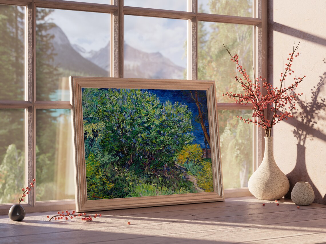 Vincent van Gogh Lilac Bush Garden Vibrant Nature Painting Poster - Image 5
