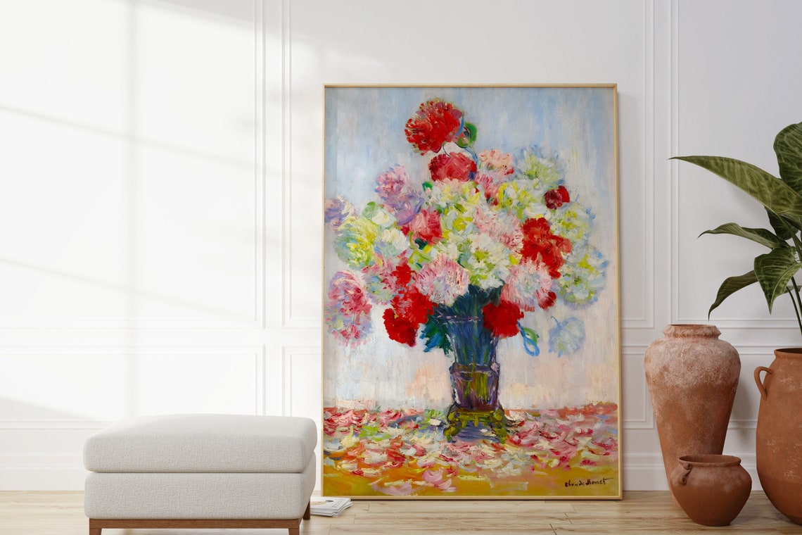 Claude Monet Vase Of Peonies Red Pink White Bouquet Still Life Poster - Image 4