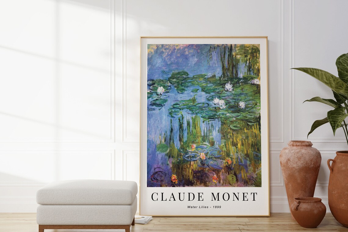 Claude Monet Water Lilies 1899 Blue Pond White Lily Blooms Museum Poster - Image 4