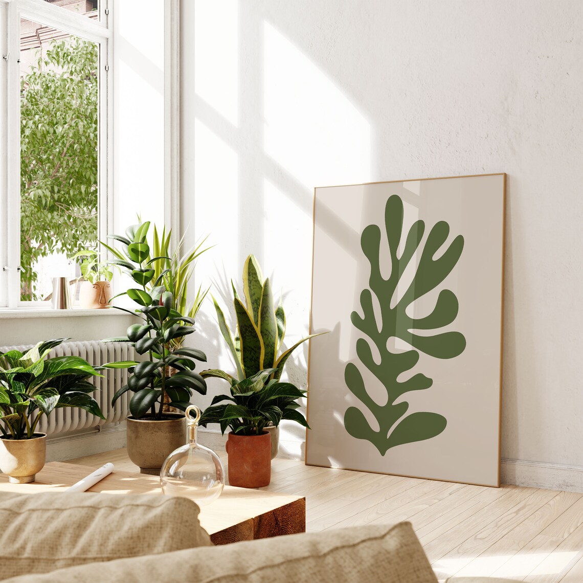 Matisse Sage Green Abstract Floral Wall Art Print, Minimalist - Image 5