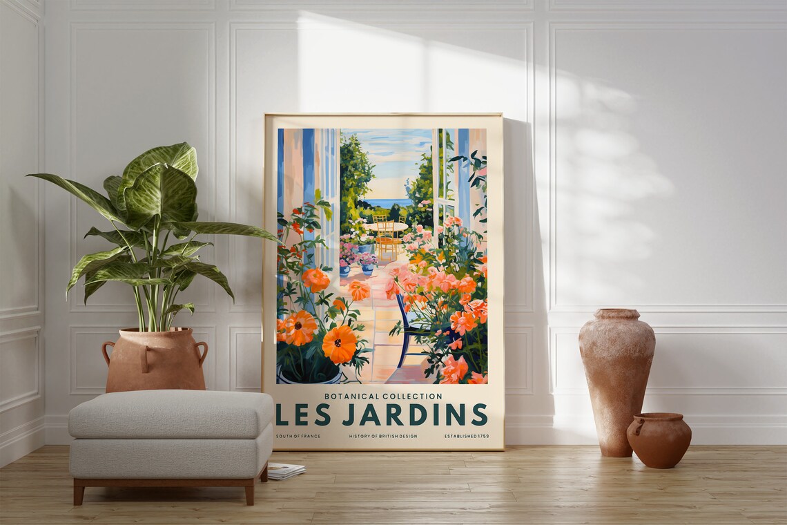 Les Jardins South Of France Terrace Flowers Sea View Art Poster - Image 2