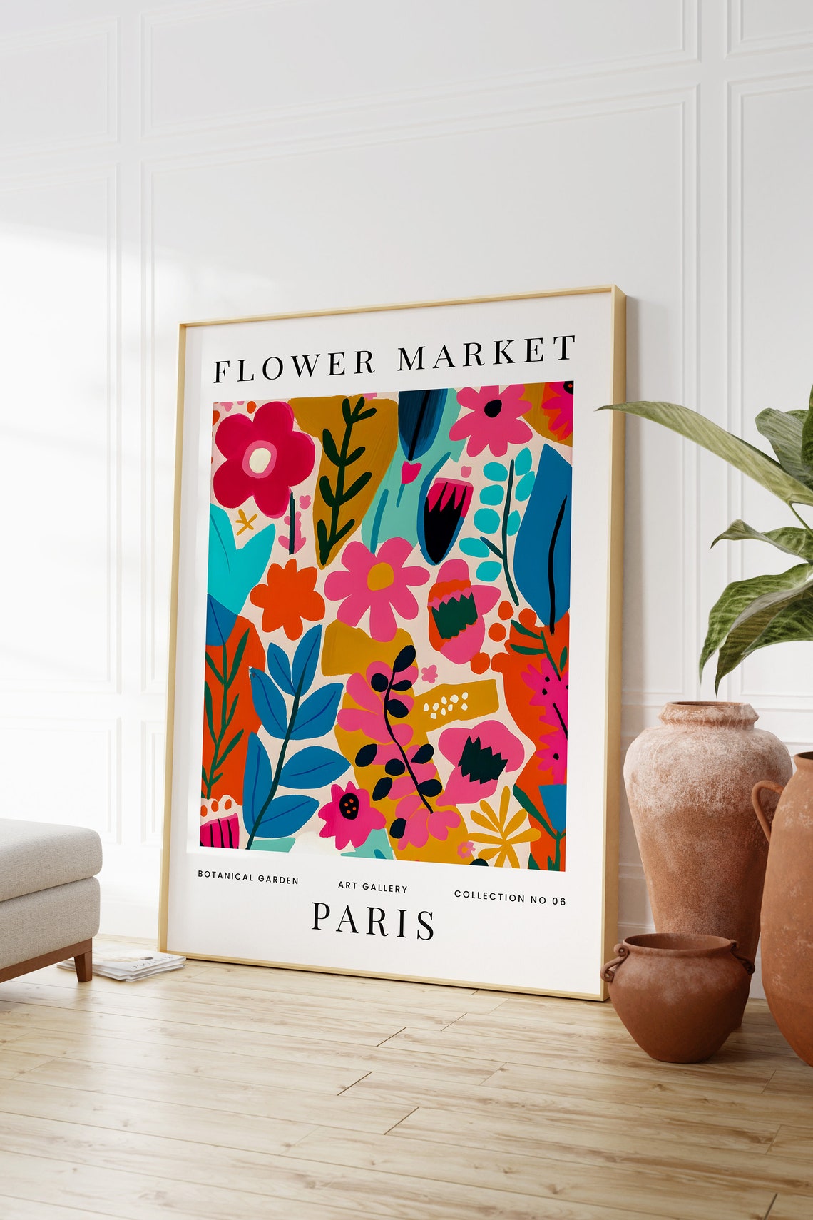 Flower Market Paris Bright Abstract Floral Collage Botanical Print - Image 2